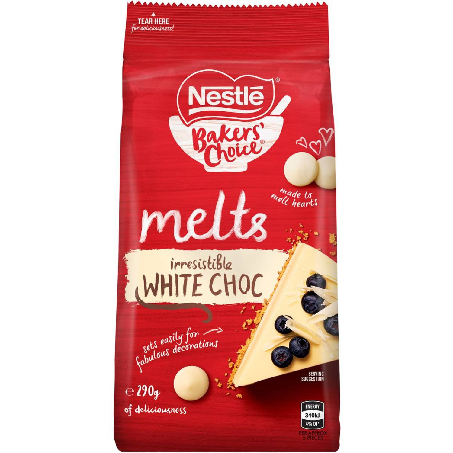 Nestlé Bakers' Choice White Choc Melt, 290 Gram