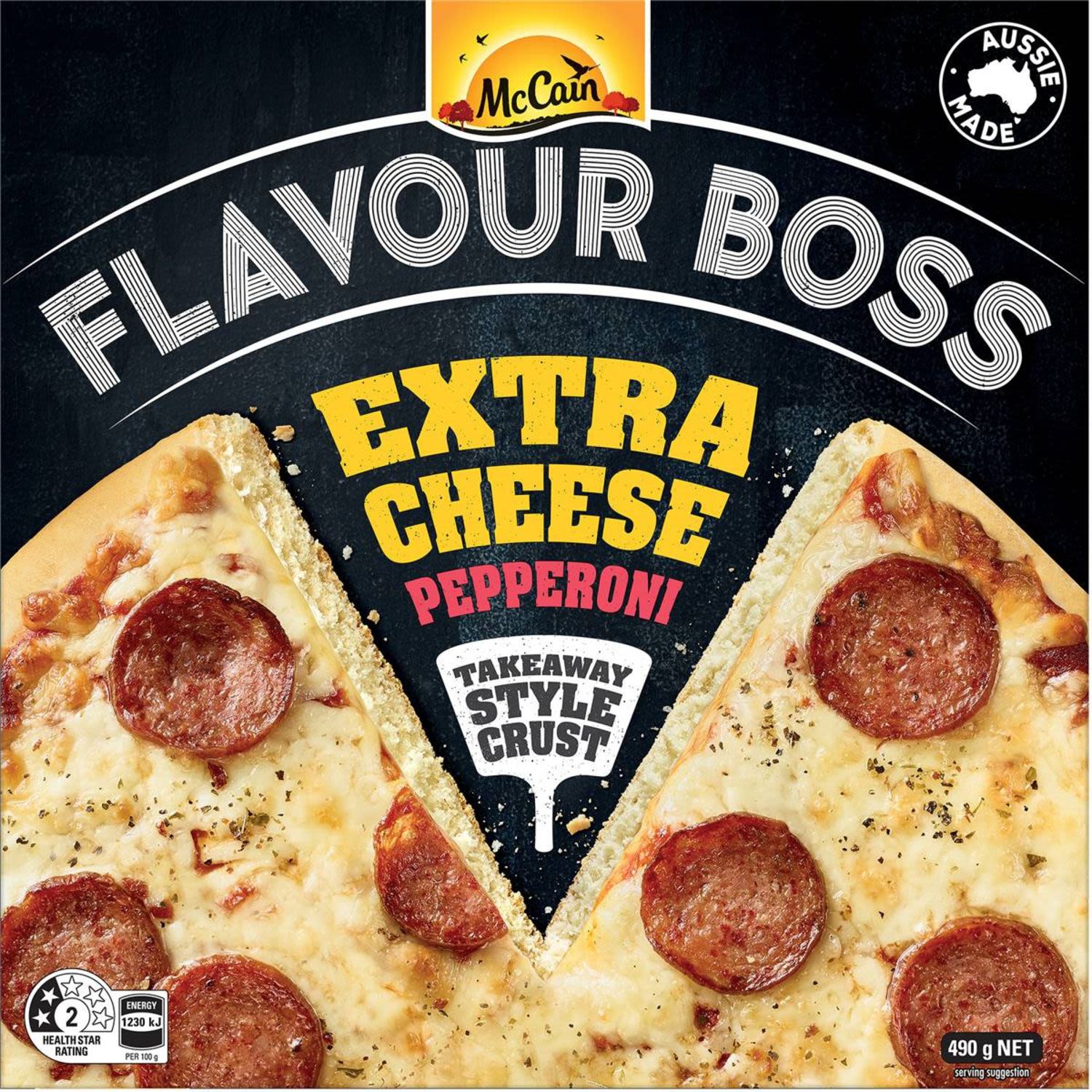 McCain Flavour Boss Pizza Extra Cheese Pepperoni, 490 Gram