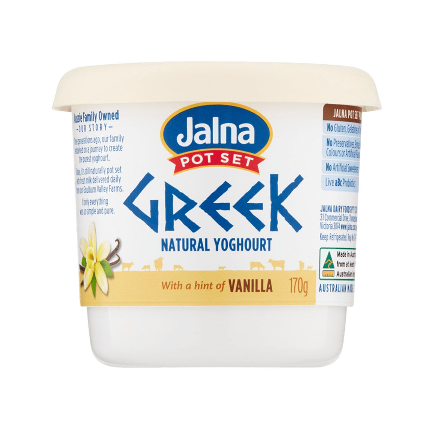 Jalna Greek Vanilla Yoghurt, 170 Gram