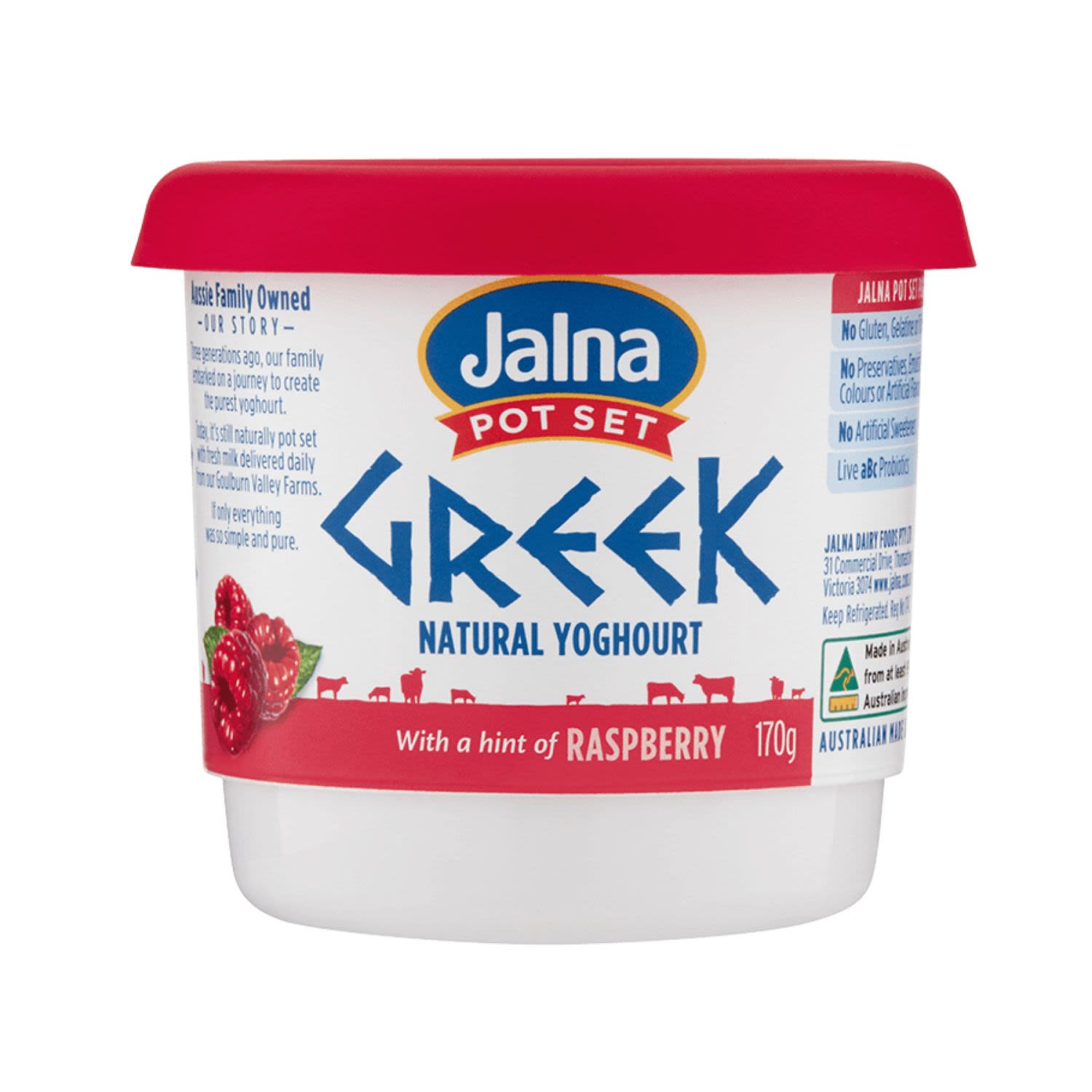 Jalna Greek Raspberry Yoghurt, 170 Gram