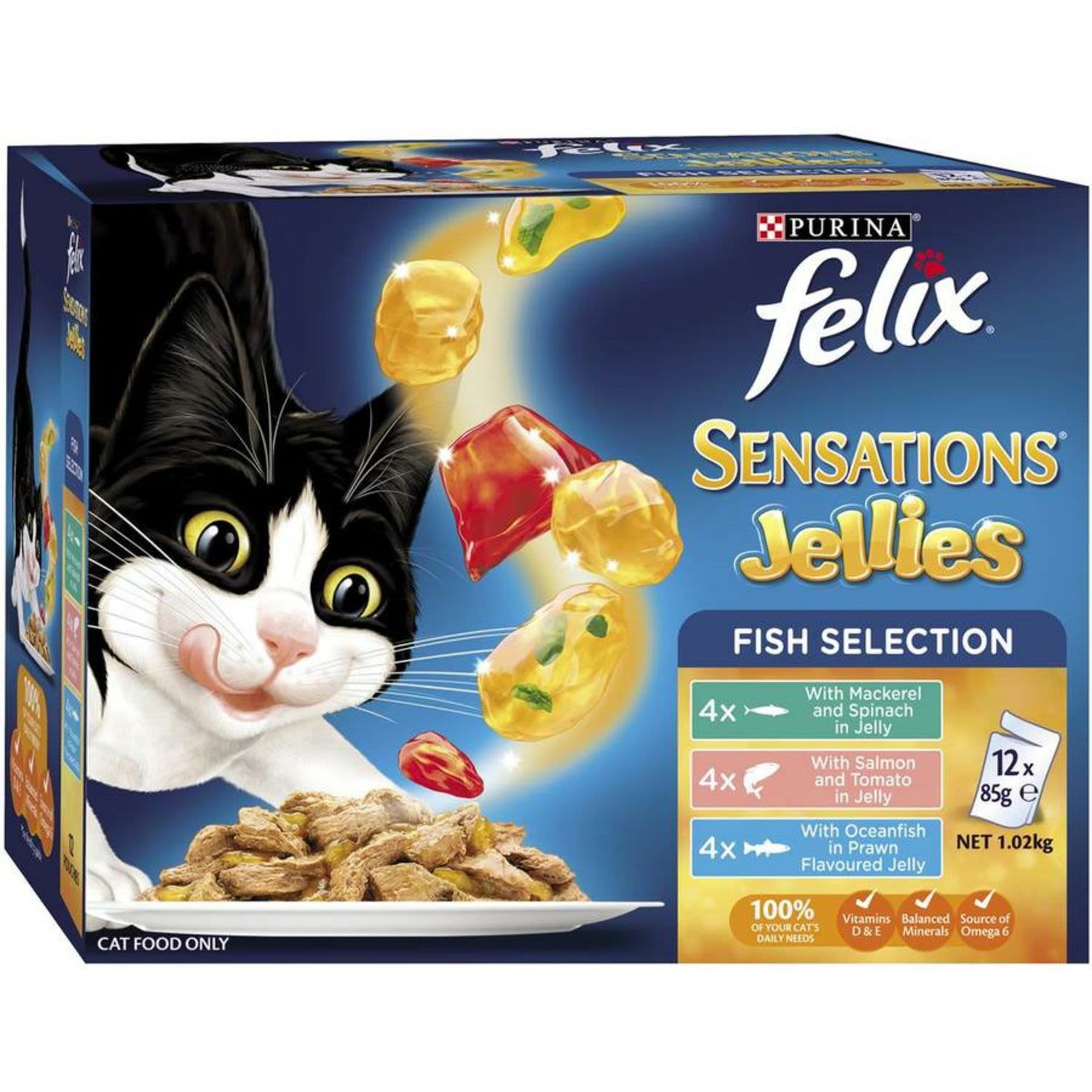 Felix Adult Sensations Jellies Fish Selection Wet Cat Food, 12 Each