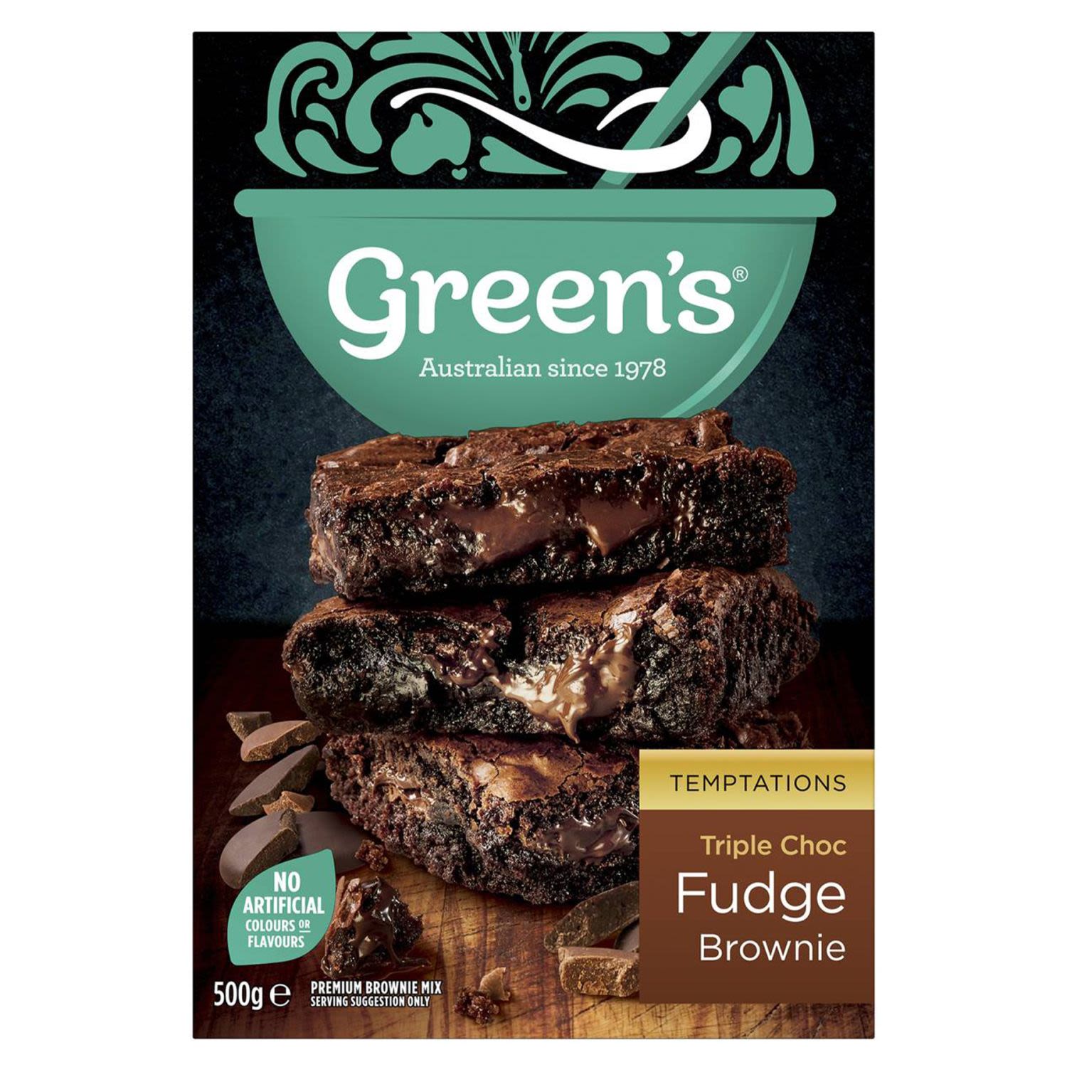 Green's Triple Chocolate Fudge Brownie Mix, 500 Gram