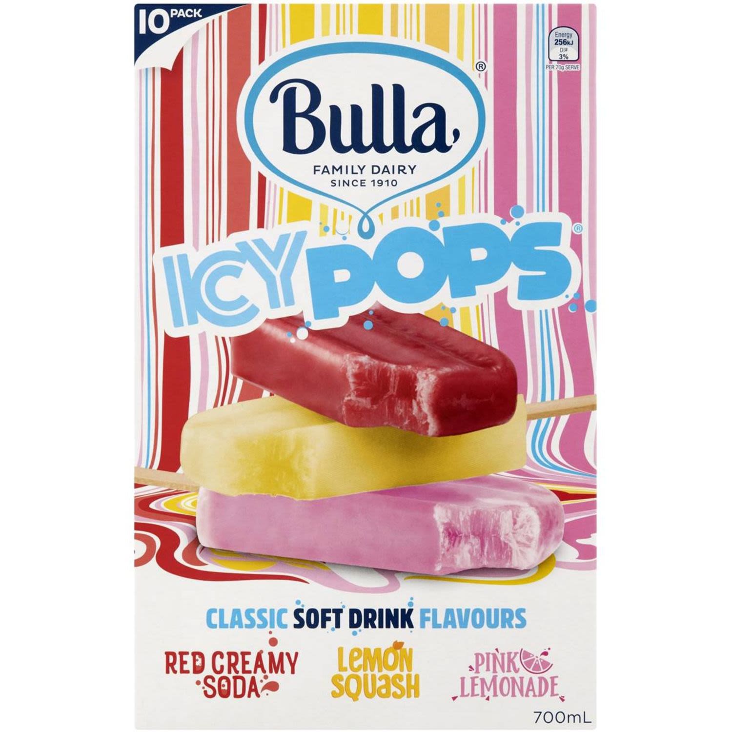 Bulla Icy Pops Soft Drinks Flavour, 10 Each