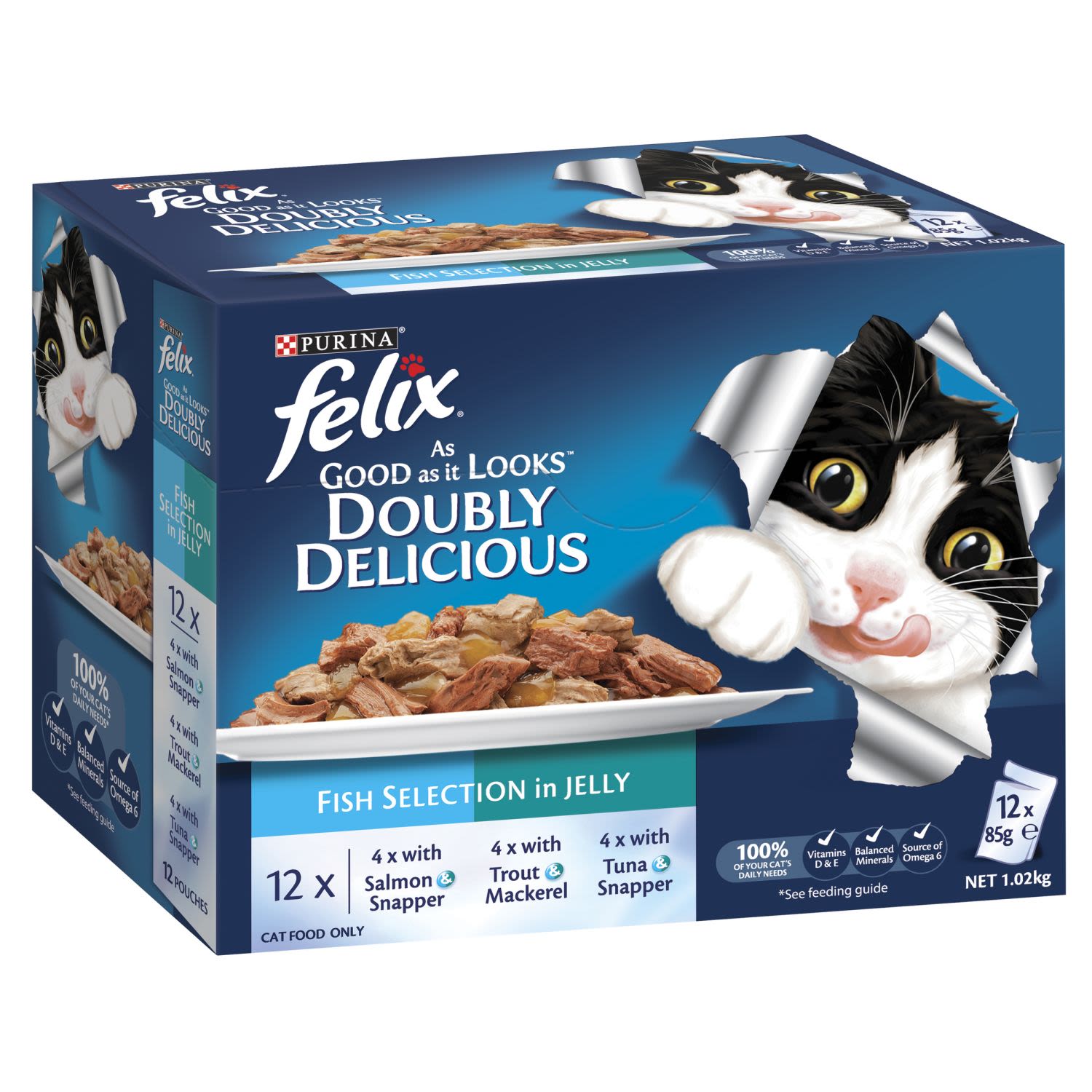 Felix Adult As Good as it Looks Doubly Delicious Fish Selection in Jelly Wet Cat Food, 12 Each