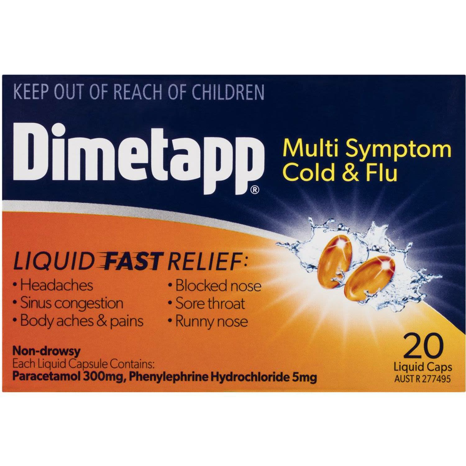Dimetapp Cold & Flu Capsule Multi Symptom, 20 Each