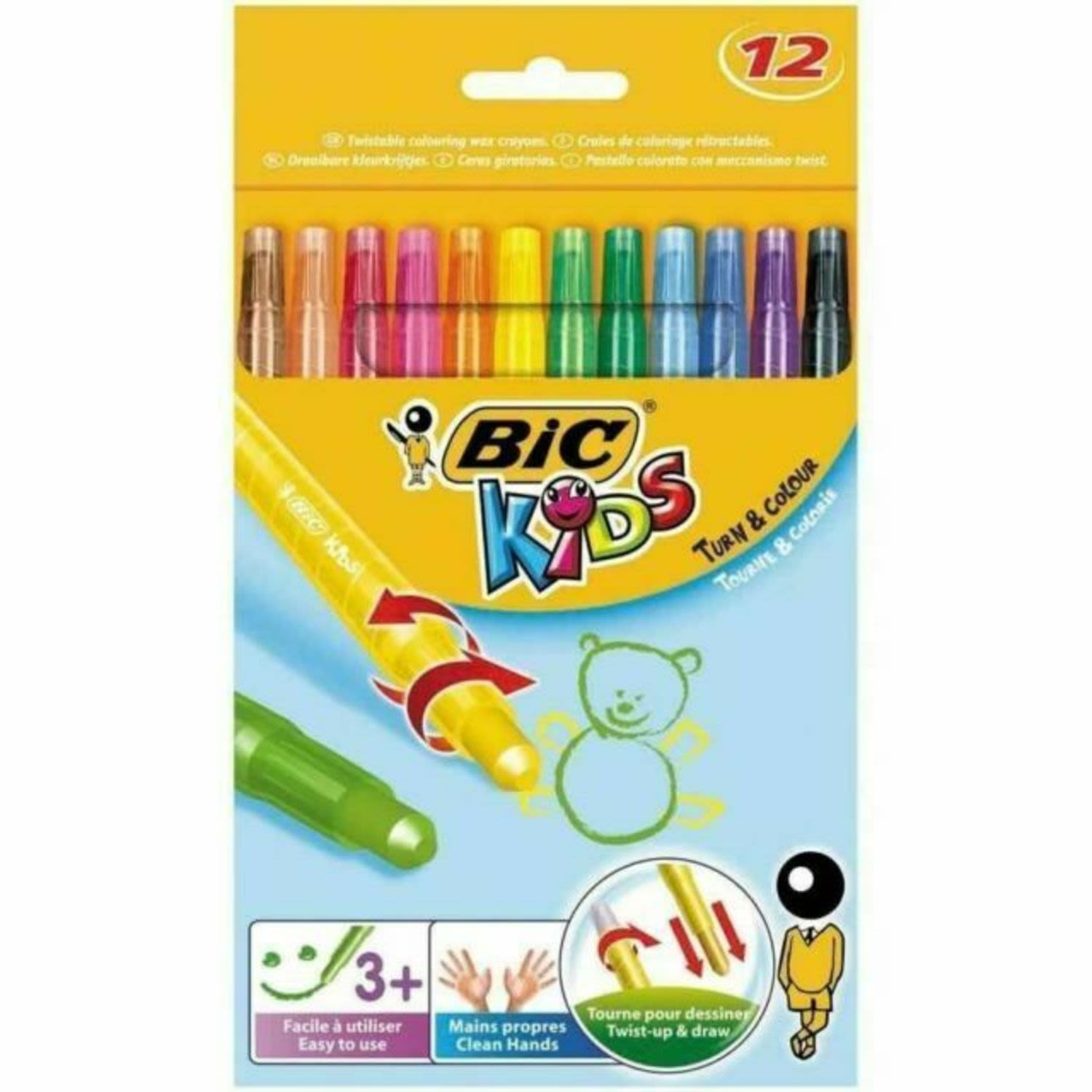 BIC Crayons Kids Turn & Colour, 12 Each