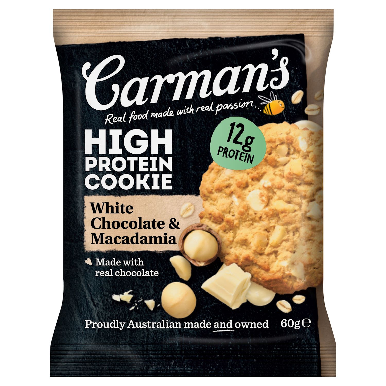 Carman's Protein Cookie White Choc Macadamia