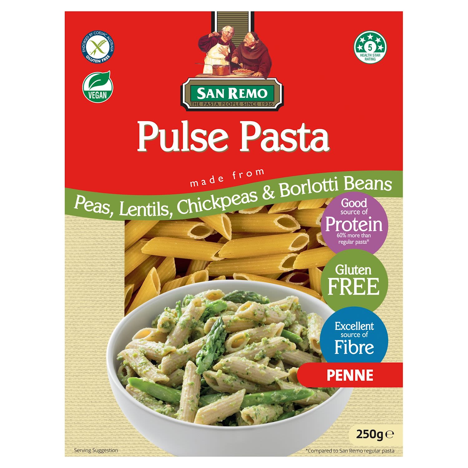 San Remo Pulse Pasta Penne Peas, Lentils, Chickpeas & Borlotti Beans