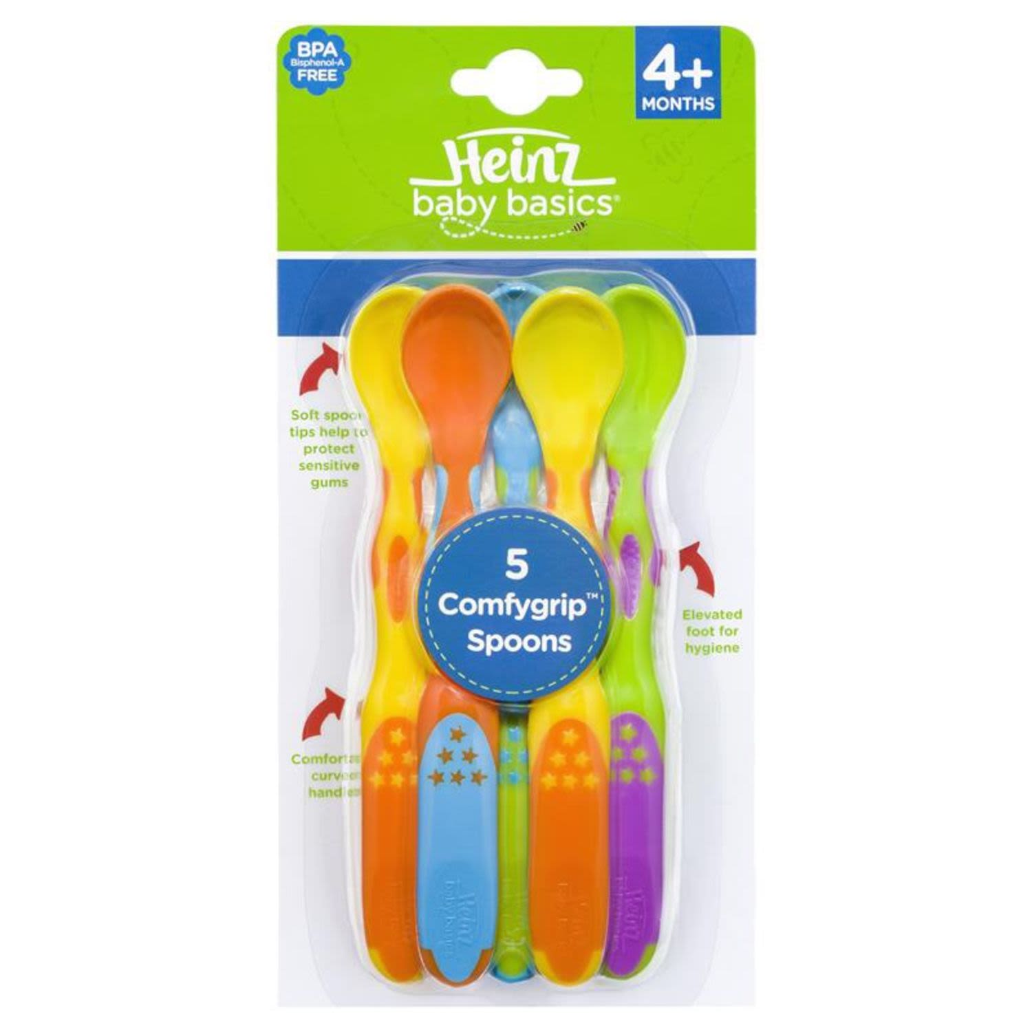 Heinz Baby Basics Spoons Comfy Grip, 5 Each