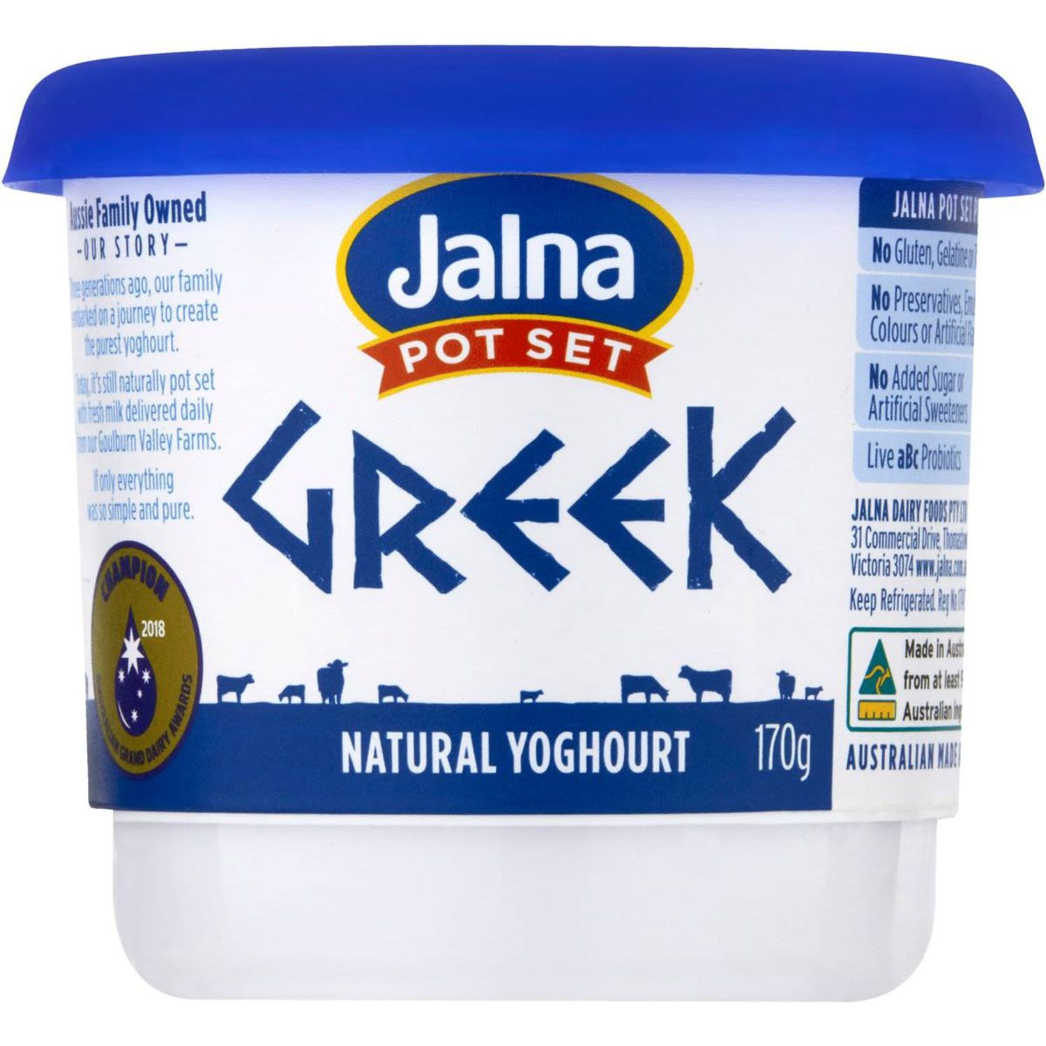Jalna Natural Greek Yoghurt, 170 Gram