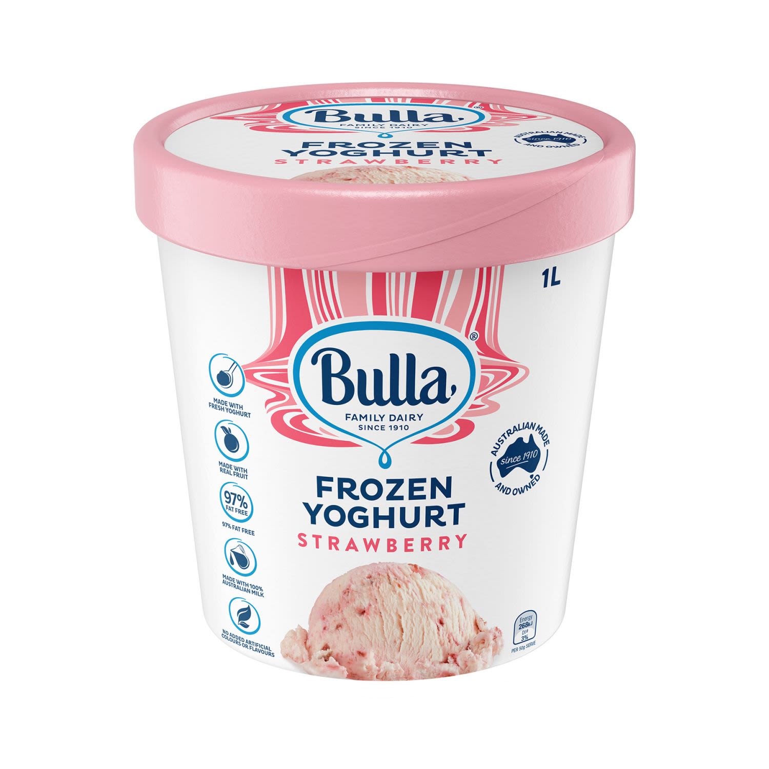 Bulla Frozen Strawberry Yoghurt, 1 Litre