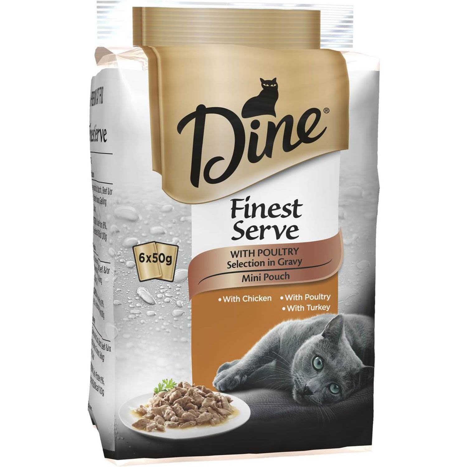 Dine Finest Serve With Poultry Selection In Gravy Mini Pouch, 6 Each