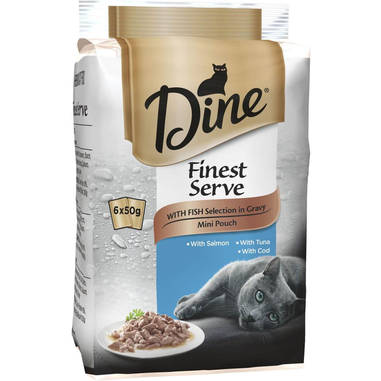 Dine Finest Serve With Fish Selection In Gravy Mini Pouch, 6 Each