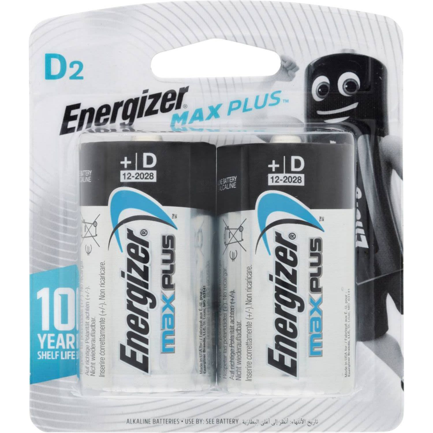 Energizer Battery Advanced D, 2 Each