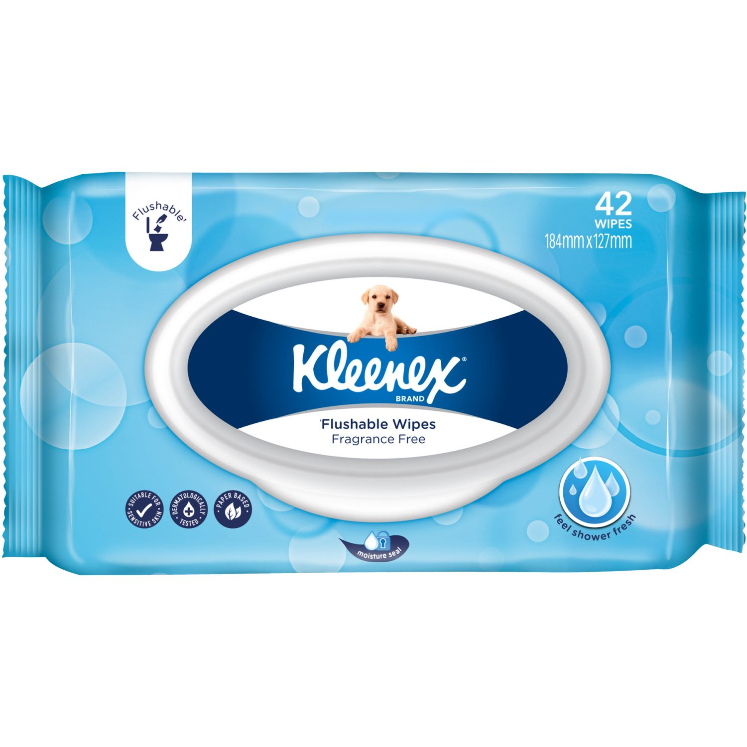 Kleenex Flushable Fresh Wipes Unscented, 42 Each
