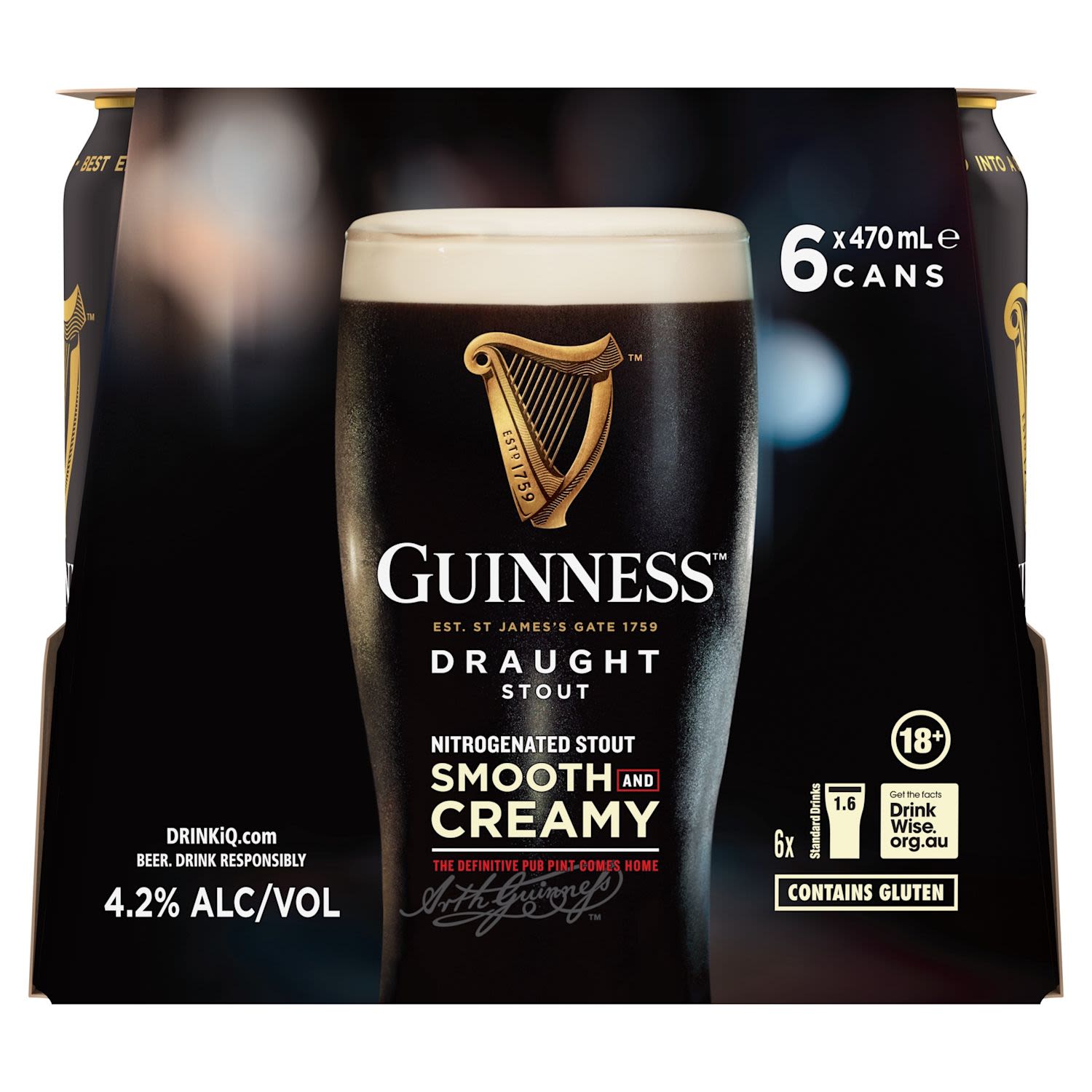 Guinness Draught Can 470mL 6 Pack