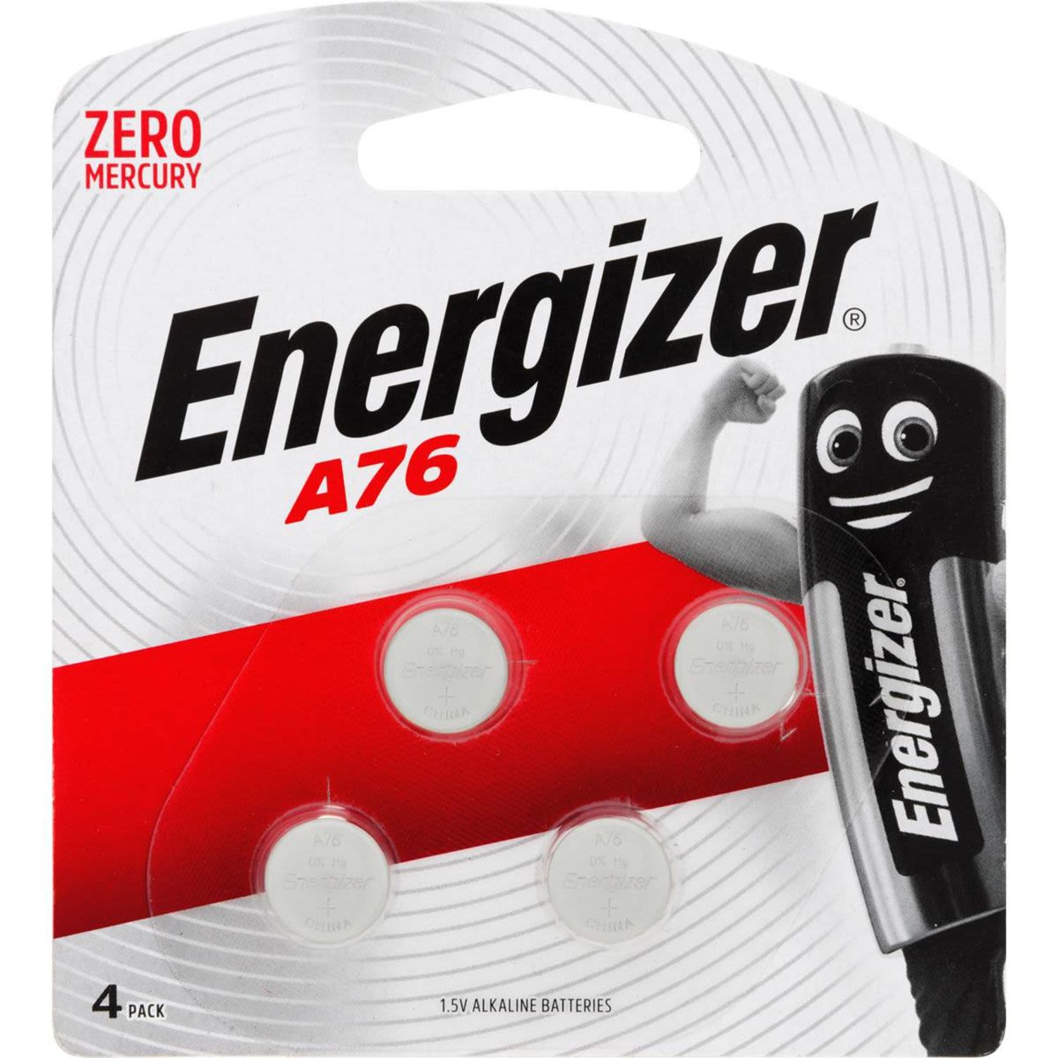 Energizer Button Batteries A76, 4 Each
