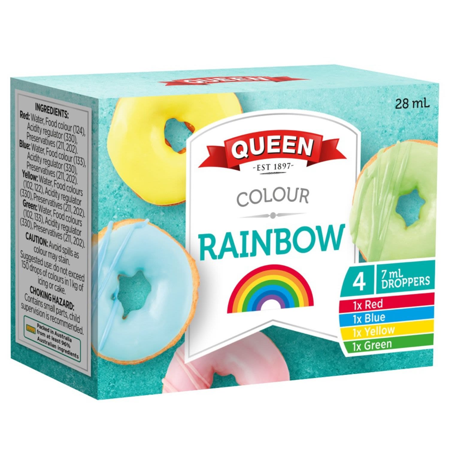 Queen Rainbow Food Colours, 28 Millilitre