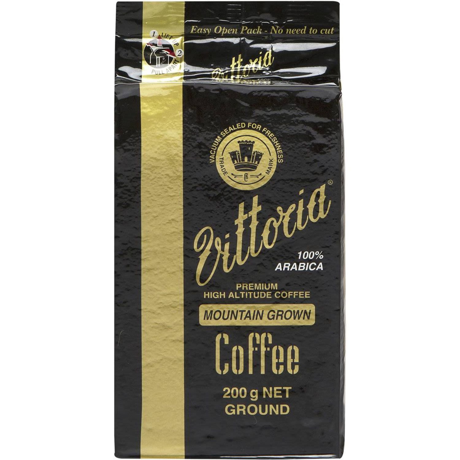 Vittoria Mountain Grown Ground Coffee, 200 Gram