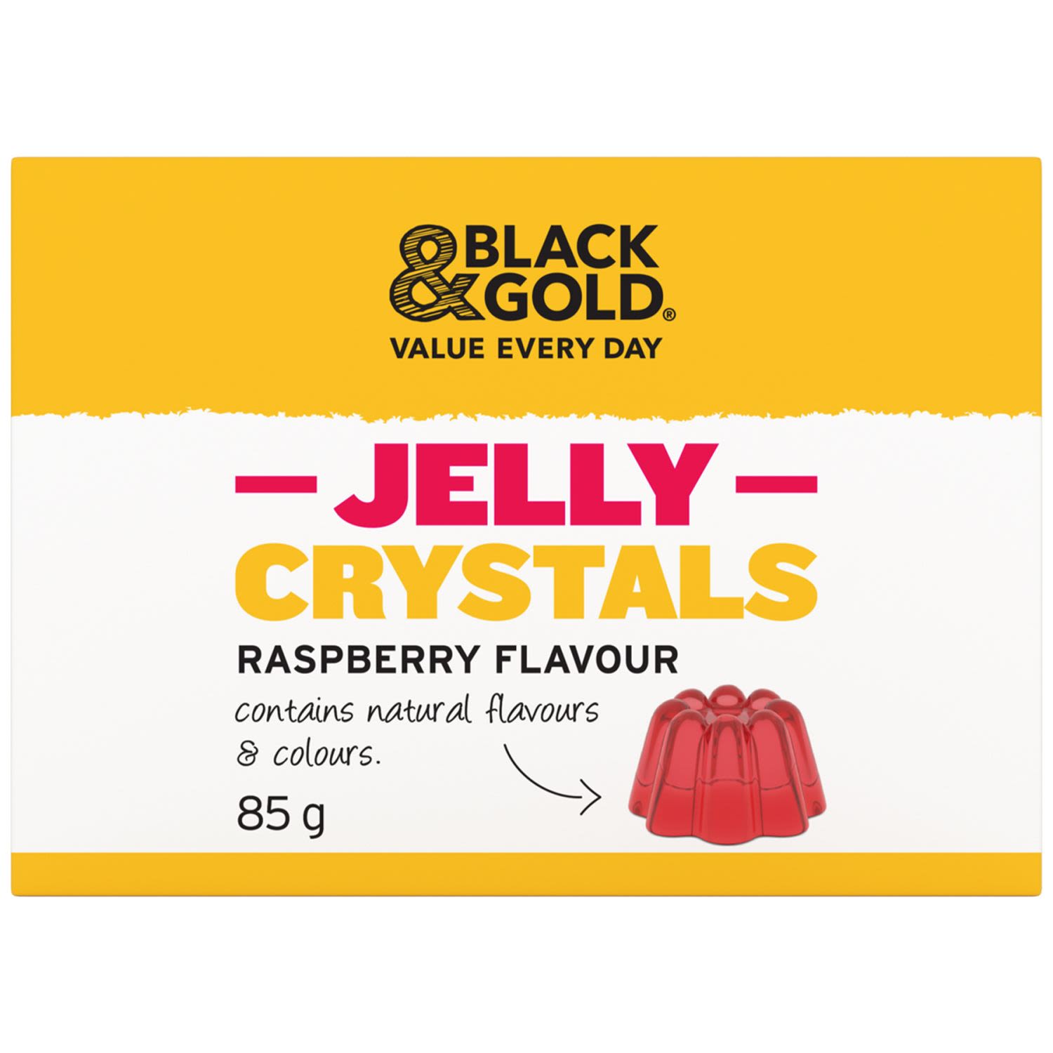 Black & Gold Jelly Crystals Raspberry Flavoured, 85 Gram