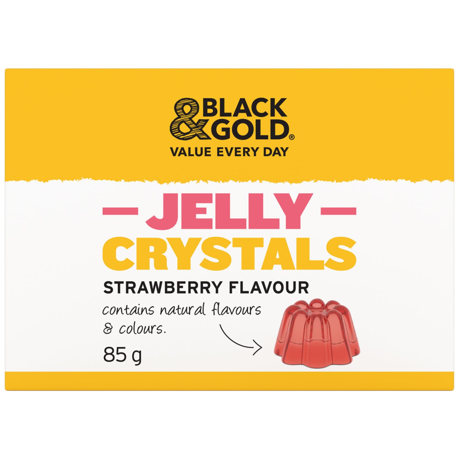 Black & Gold Jelly Crystals Strawberry Flavoured, 85 Gram