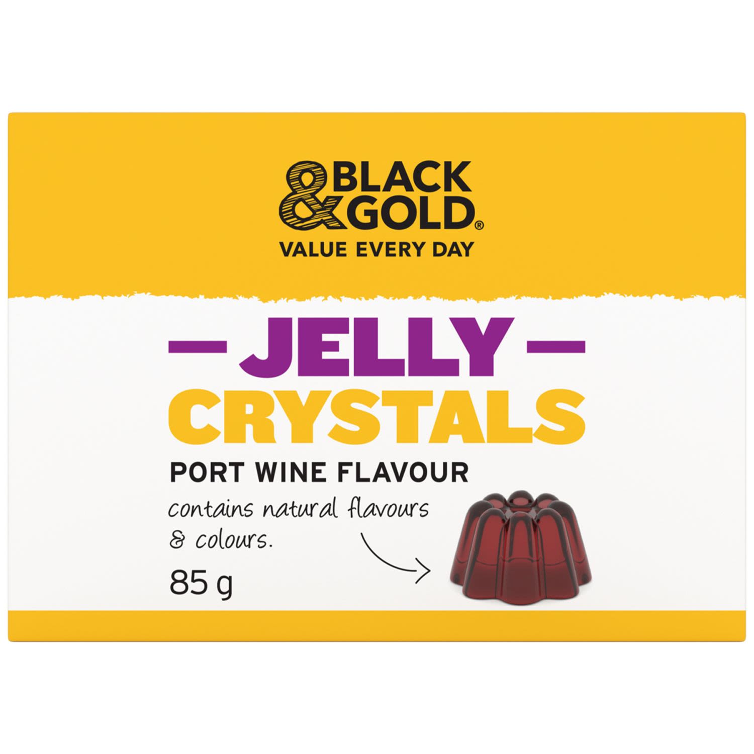 Black & Gold Jelly Crystals Port Wine Flavoured, 85 Gram