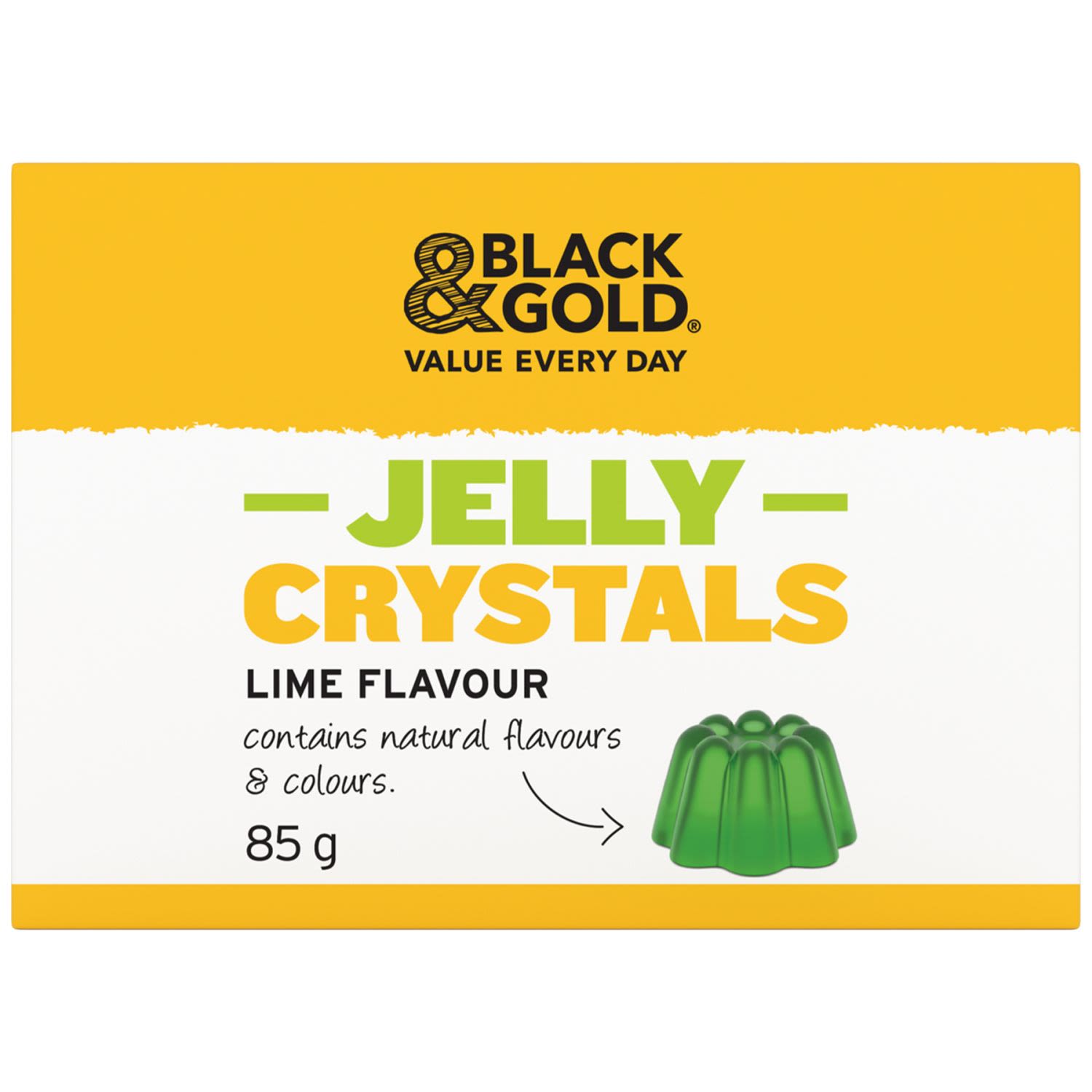 Black & Gold Jelly Crystals Lime Flavoured, 85 Gram