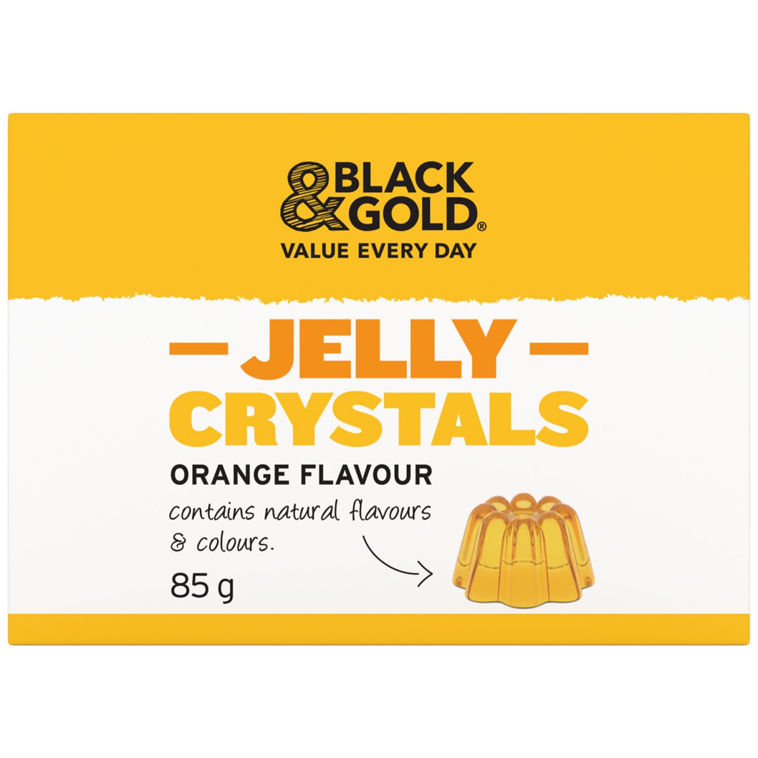 Black & Gold Jelly Crystals Orange Flavoured, 85 Gram