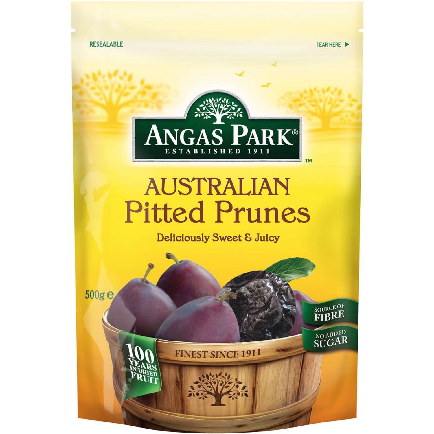 Angas Park Prunes Pitted Resealable, 500 Gram
