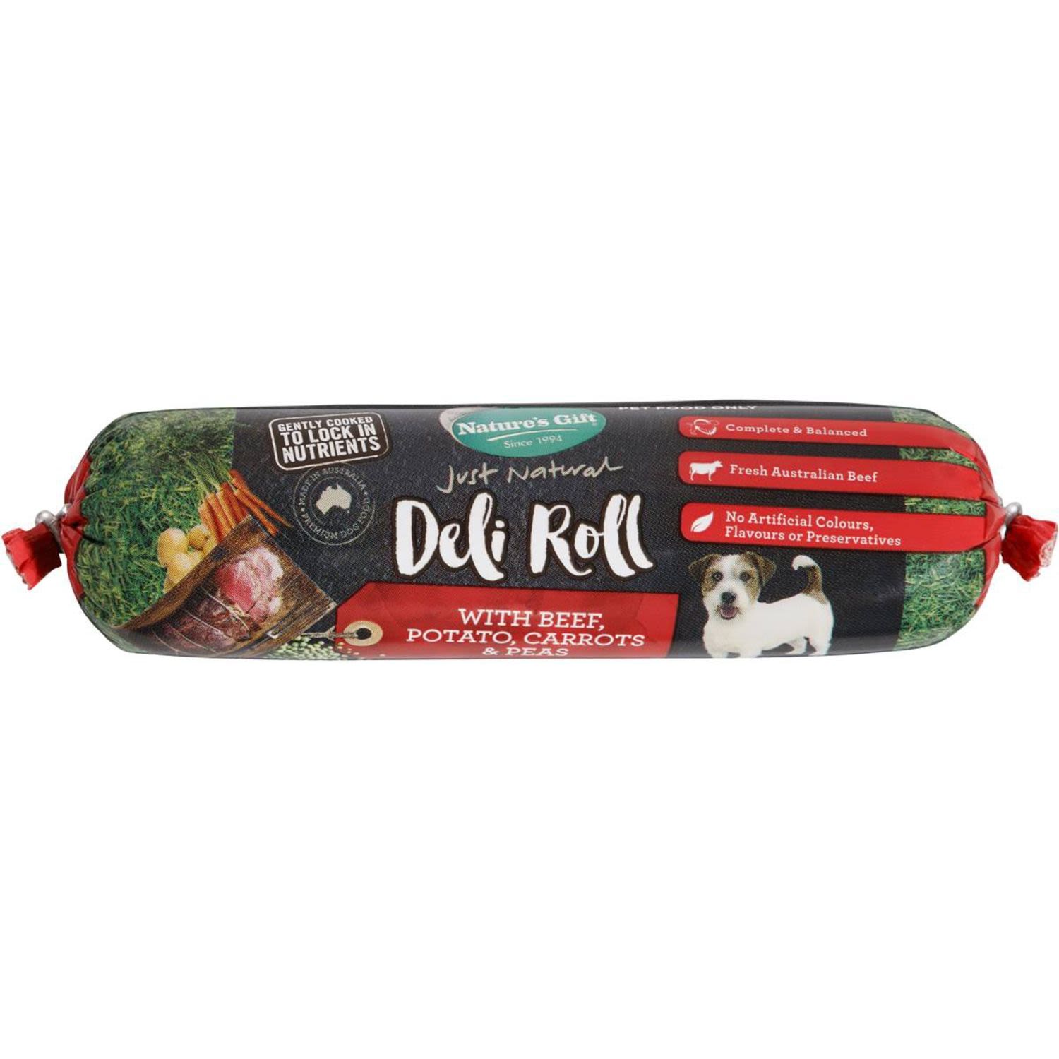 Nature's Gift Deli Roll Beef Potato Carrot Peas Dog Food, 200 Gram