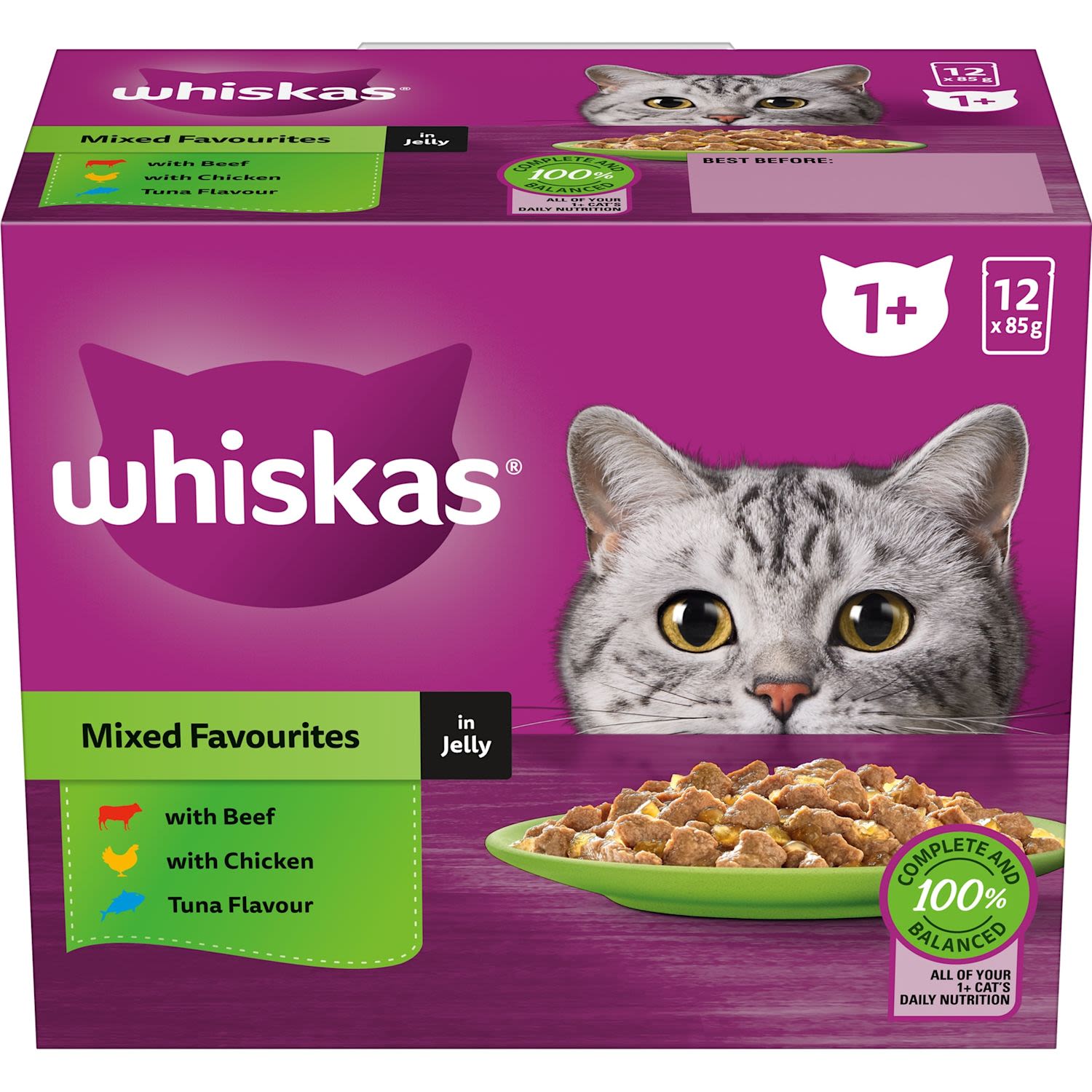Whiskas 1+ Wet Cat Food with Mixed Favourites In Jelly