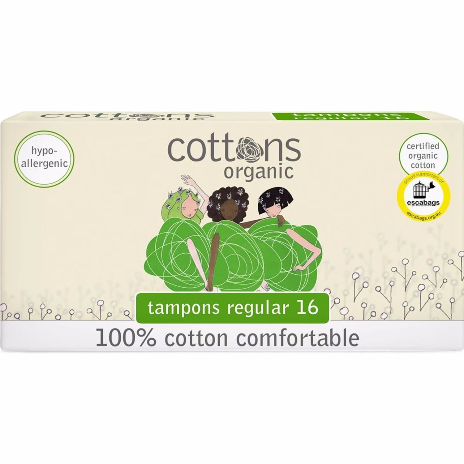 Cottons Regular Tampons, 16 Each