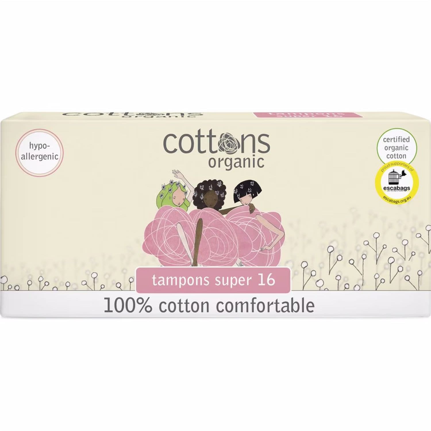 Cottons 100% Cotton Super Tampons, 16 Each