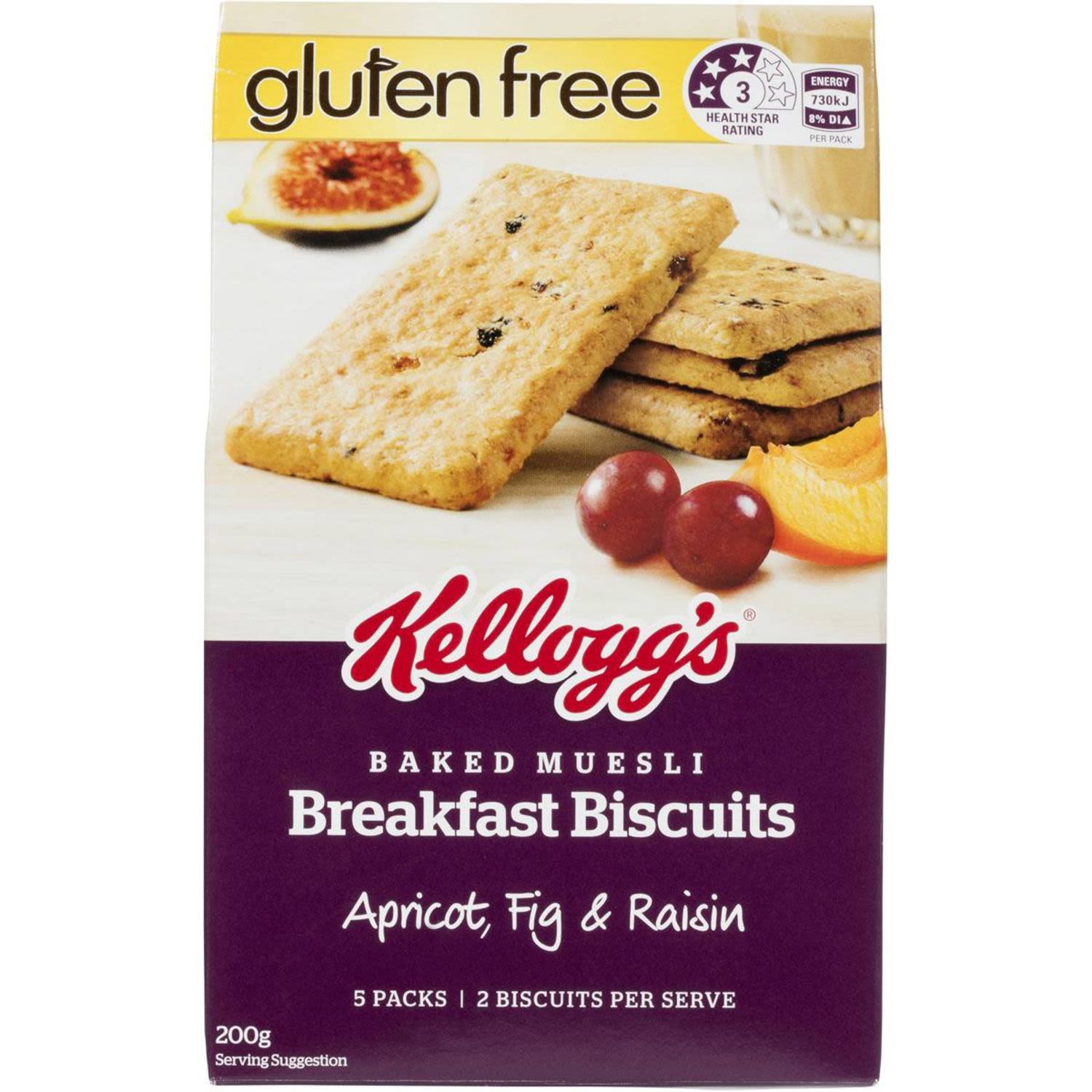 Kellogg's Baked Muesli Fruity Gluten Free Snack Biscuits, 200 Gram