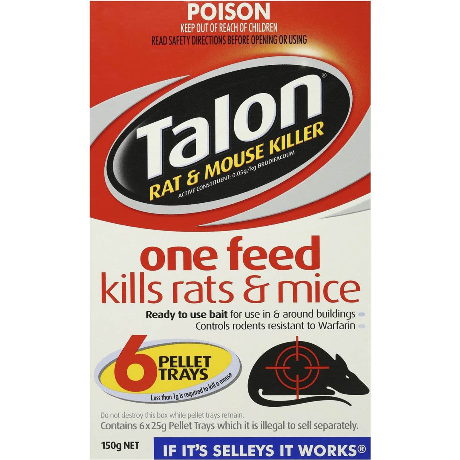 Talon Rat & Mouse Baits Killer 6 Pellet Trays, 150 Gram