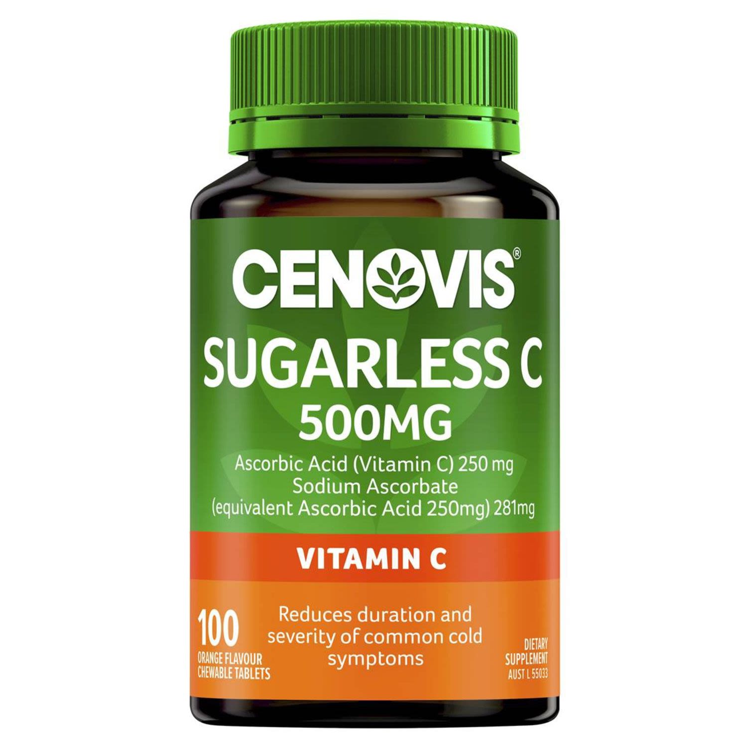 Cenovis Sugarless C 500mg Orange Flavour Tablets, 100 Each
