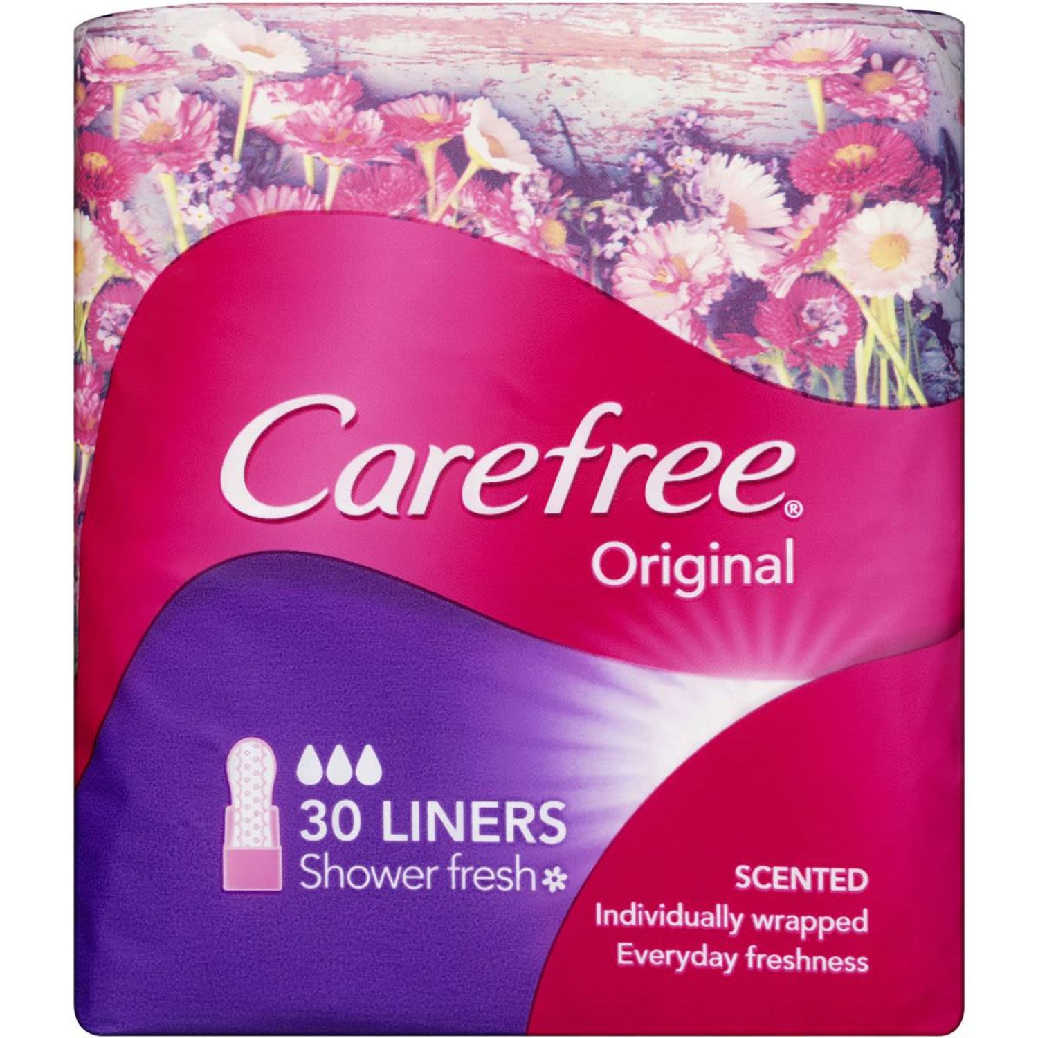 Carefree Panty Liners Shower Fresh Liners, 30 Each