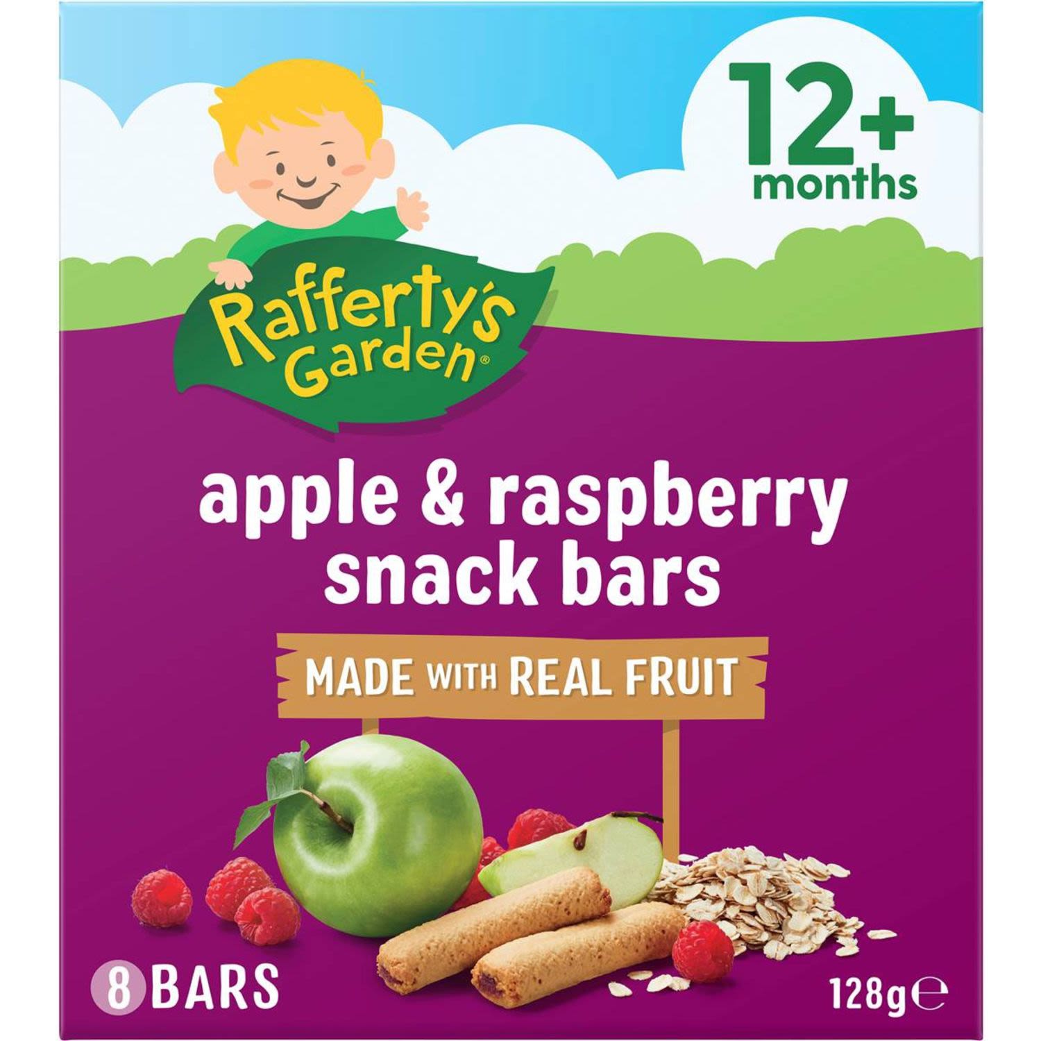 Rafferty's Garden Fruit Snack Bar 12 Months+ Apple & Raspberry, 128 Gram