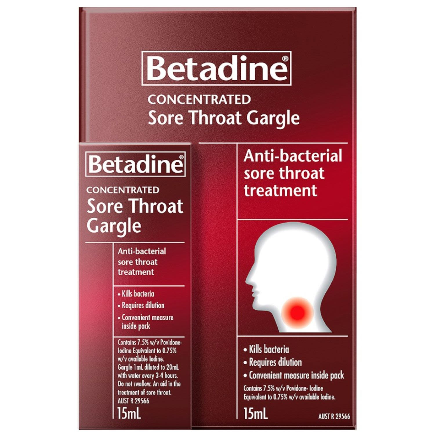 Betadine Sore Throat Gargle Concentrate, 15 Millilitre