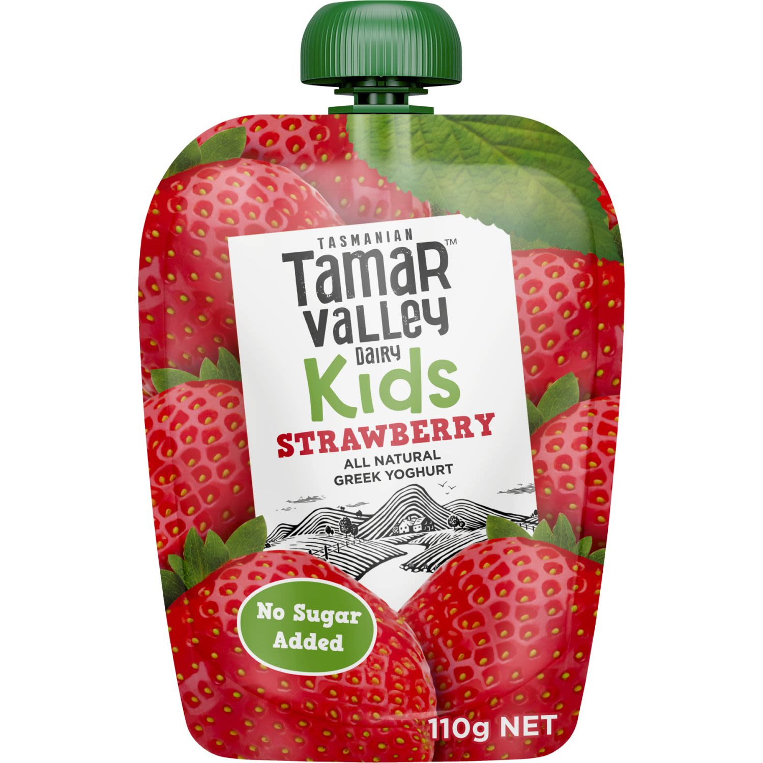 Tamar Valley Kids Greek Yoghurt Strawberry Pouch, 110 Gram