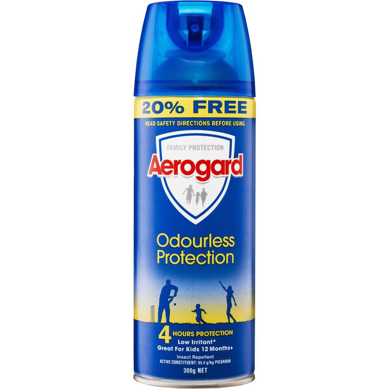 <p>Aerogard Insect Repellent Aerosol Spray providing odourless protection against mosquitoes and other insects.</p><p>- Repels mosquitoes, flies, sandflies and other annoying and biting insects for up to 4 hours.<br />- Protects you and your family against disease-carrying insects.<br />- Odourless.<br />- Low irritant on skin.<br />- Non-greasy formula.<br />- Suitable for children 12 months & over.<br />- Additional repellency can be gained by lightly spraying clothing.</p><br /> <br /> <br /><br />Country of Origin: Made in Australia from imported and local ingredients