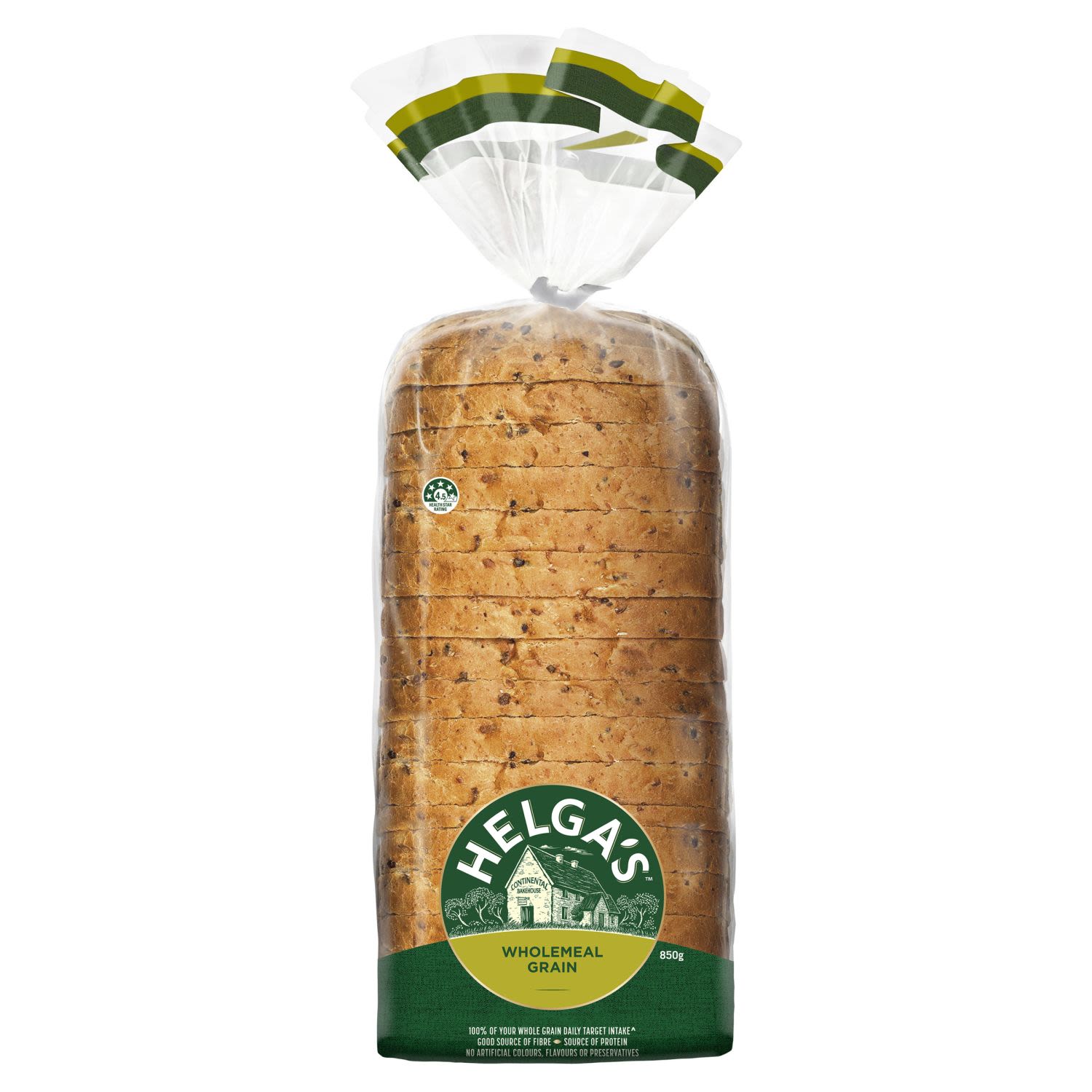 You can never go wrong with Helga's Wholemeal Grain Loaf Sliced Bread. A fantastic breakfast option for everyone to enjoy, simply spread with butter and add your favourite toppings or toast with peanut butter for a quick delicious bite. The options are endless.<br /> <br /> <br /><br />Allergen: Gluten Containing Cereals| Soy<br />Allergen may be present: Soy|Gluten Containing Cereals <br /><br />Country of Origin: Made in Australia from at least 85% Australian ingredients