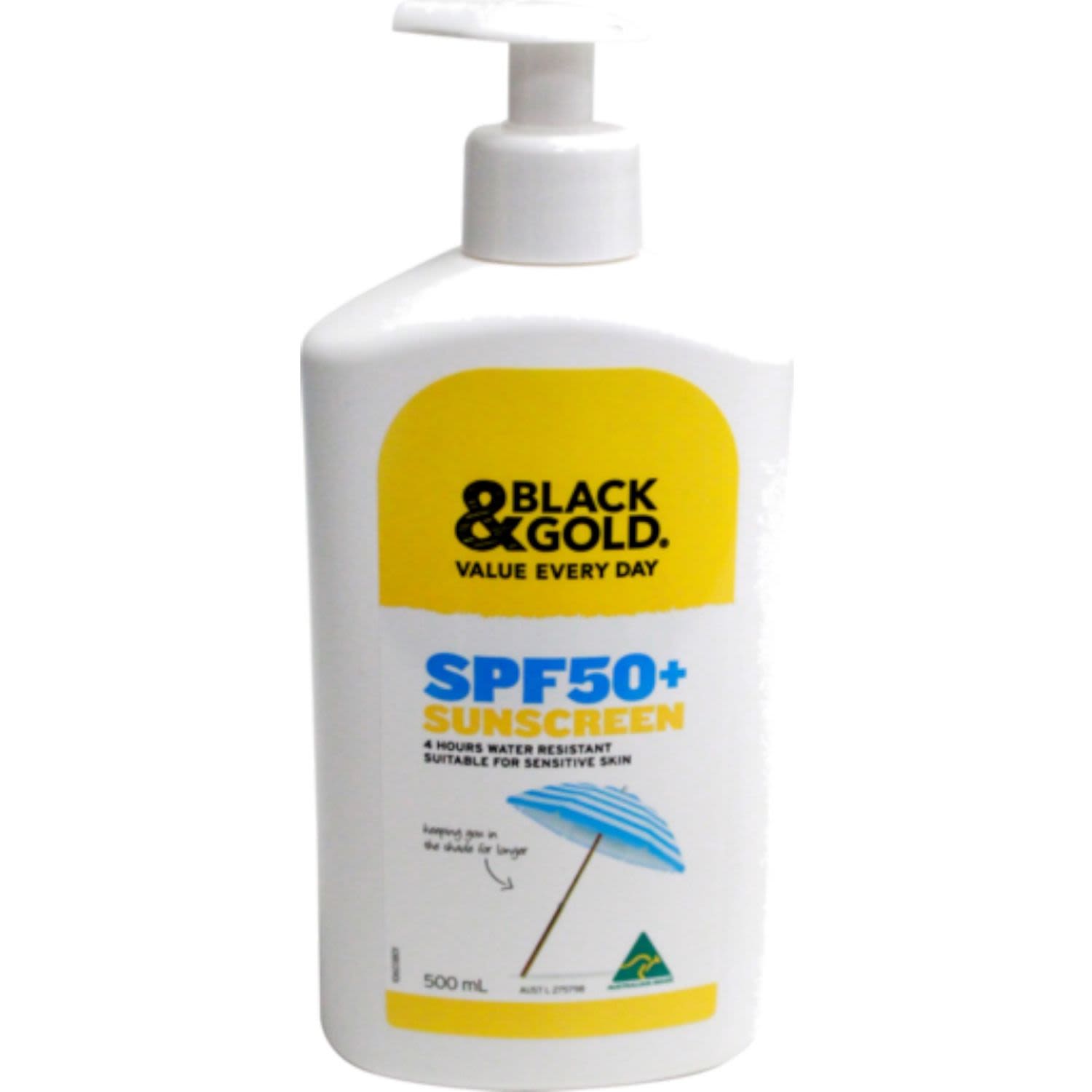 Black & Gold Sunscreen 50 SPF, 500 Millilitre
