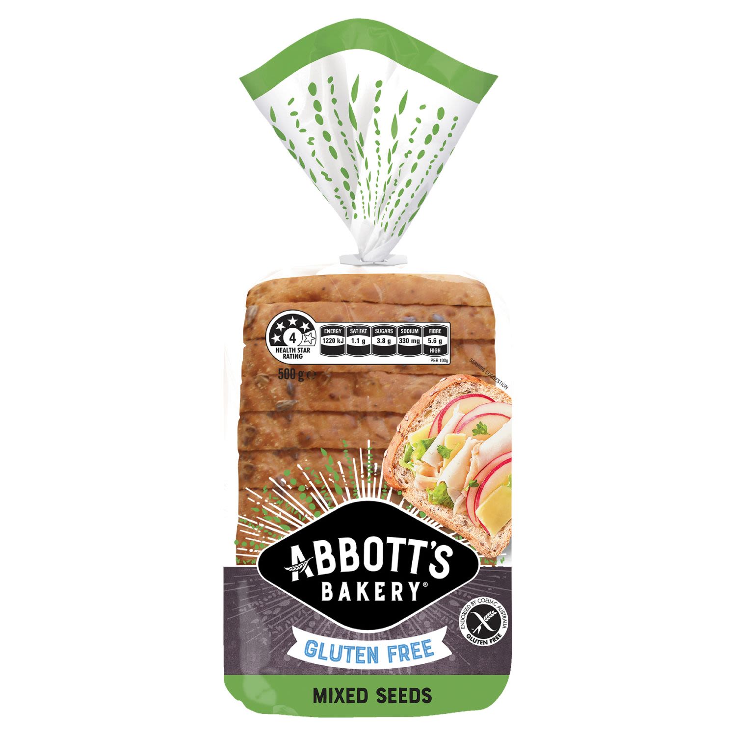 Abbott's Bakery Gluten Free Mixed Seeds Bread, 500 Gram