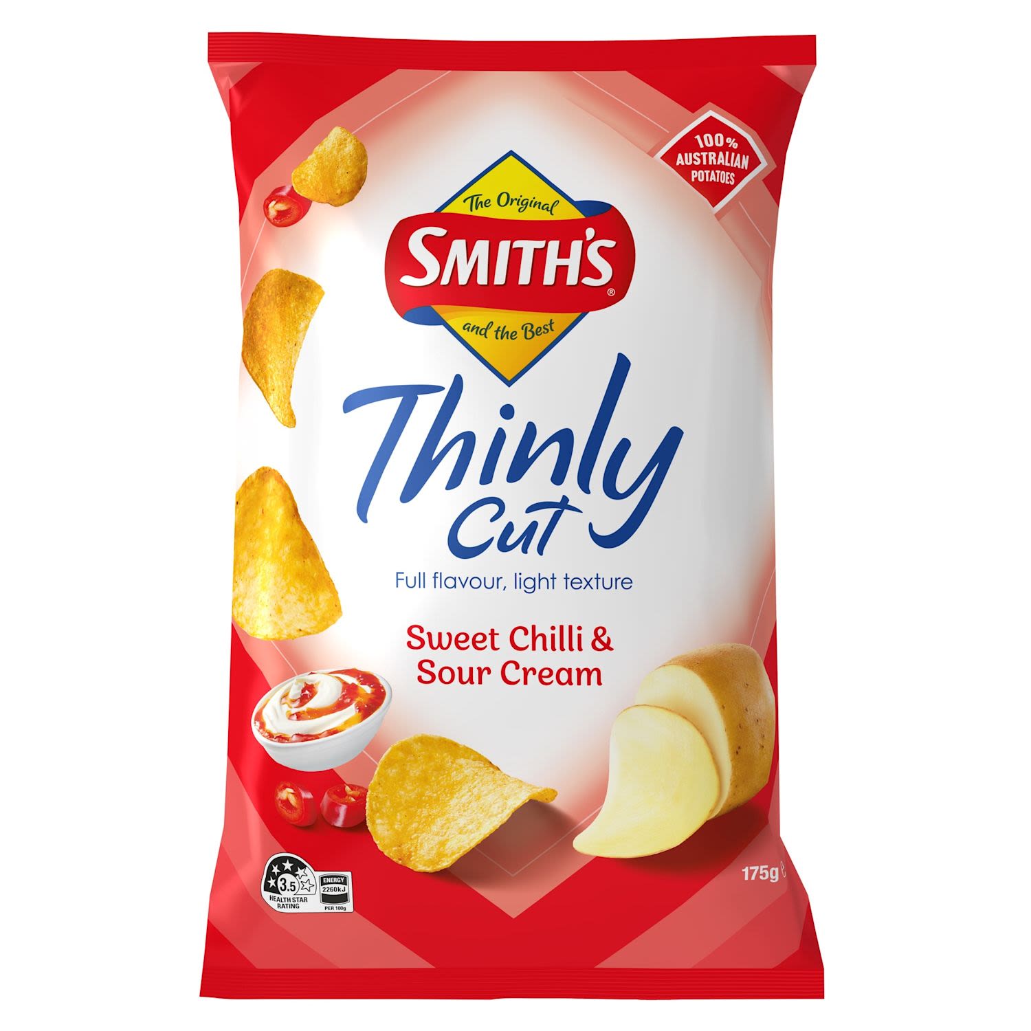 Smith's Thinly Cut Potato Chips Sweet Chilli & Sour Cream