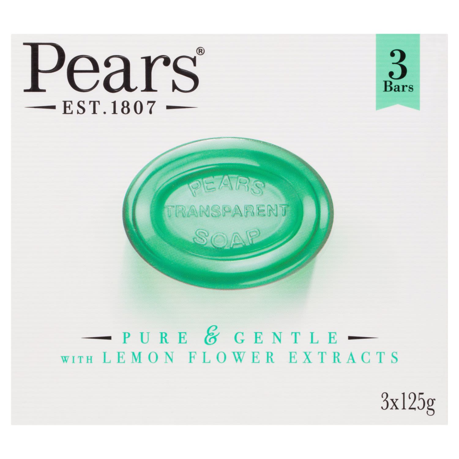 Pears Pure & Gentle Soap With Lemon Flower Extract, 3 Each