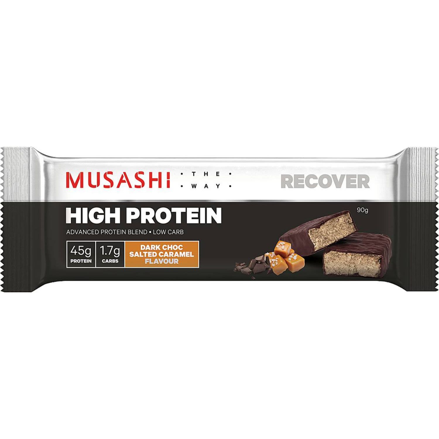 Musashi High Protein Salted Caramel Bar, 90 Gram