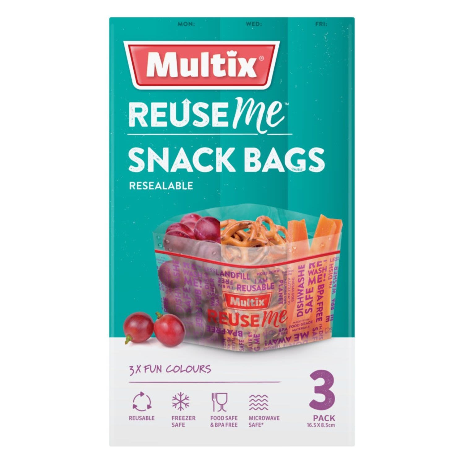 Multix Snack Bag Reusable, 3 Each