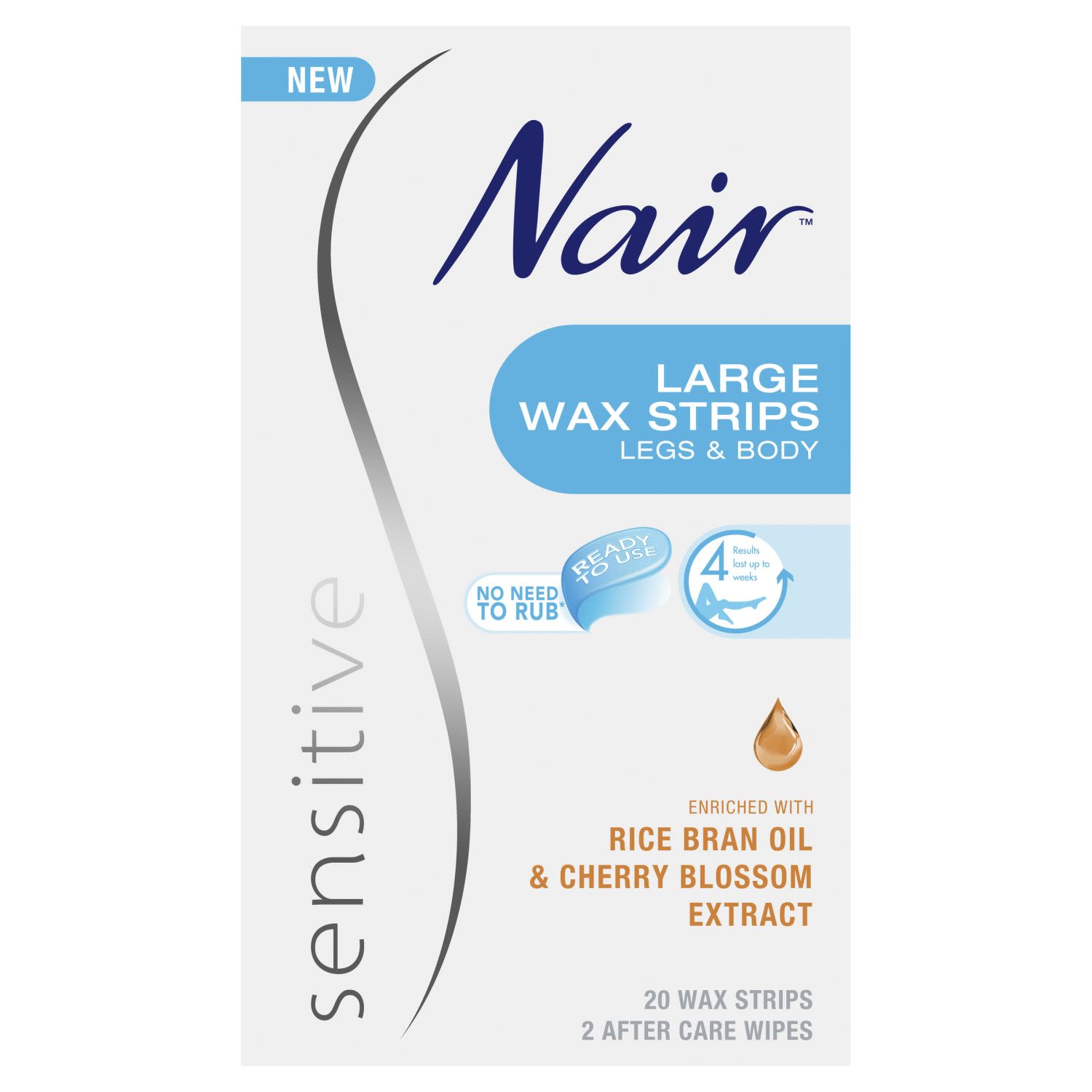 Nair Sensitive Large Wax Strips, 20 Each