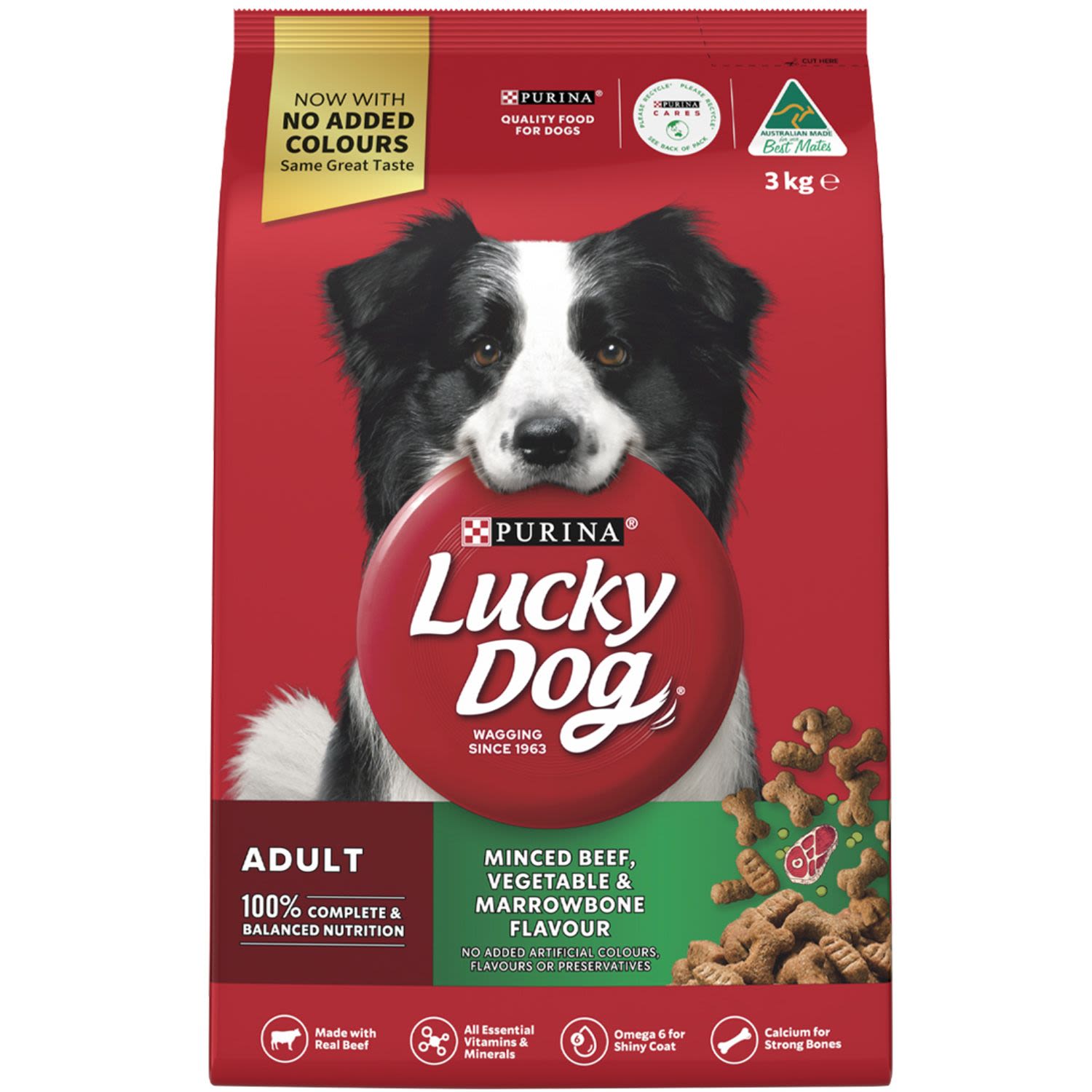 Lucky Dog Adult Minced Beef, Vegetable and Marrowbone Flavour , 3 Kilogram